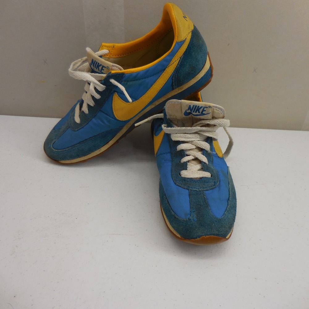 Vintage 1981 Nike Oceania‎ Waffle Trainer Blue Yellow 810709PY Made Korea Sz 5.5